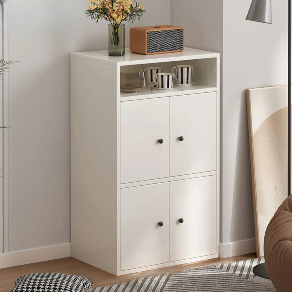Modern White Wooden Utility Storage Cabinet for Living Room