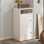 Modern White Wooden Utility Storage Cabinet for Living Room