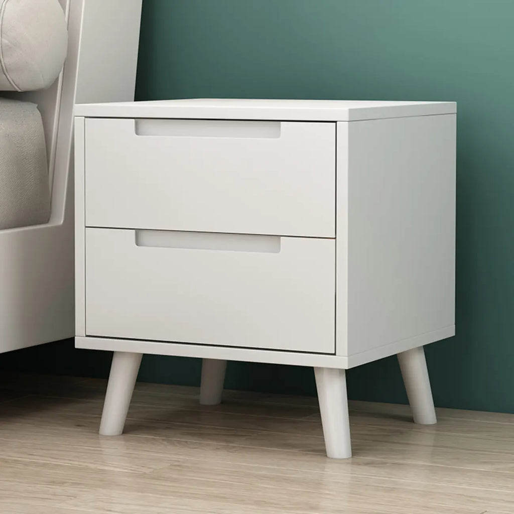 Narrow Solid Wood Bedside 2 Drawers Nightstand in Natural