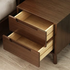 Narrow Solid Wood Bedside 2 Drawers Nightstand in Natural