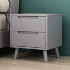 Narrow Solid Wood Bedside 2 Drawers Nightstand in Natural