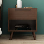 Narrow Solid Wood Bedside 2 Drawers Nightstand in Natural