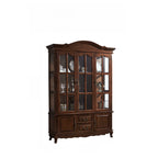 Antique Nut-Brown Wooden Glass Display Storage Cabinet