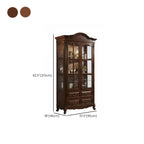 Antique Nut-Brown Wooden Glass Display Storage Cabinet