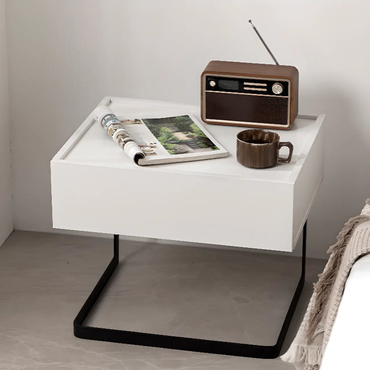 Modern Black Wood Compact Drawer Nightstand