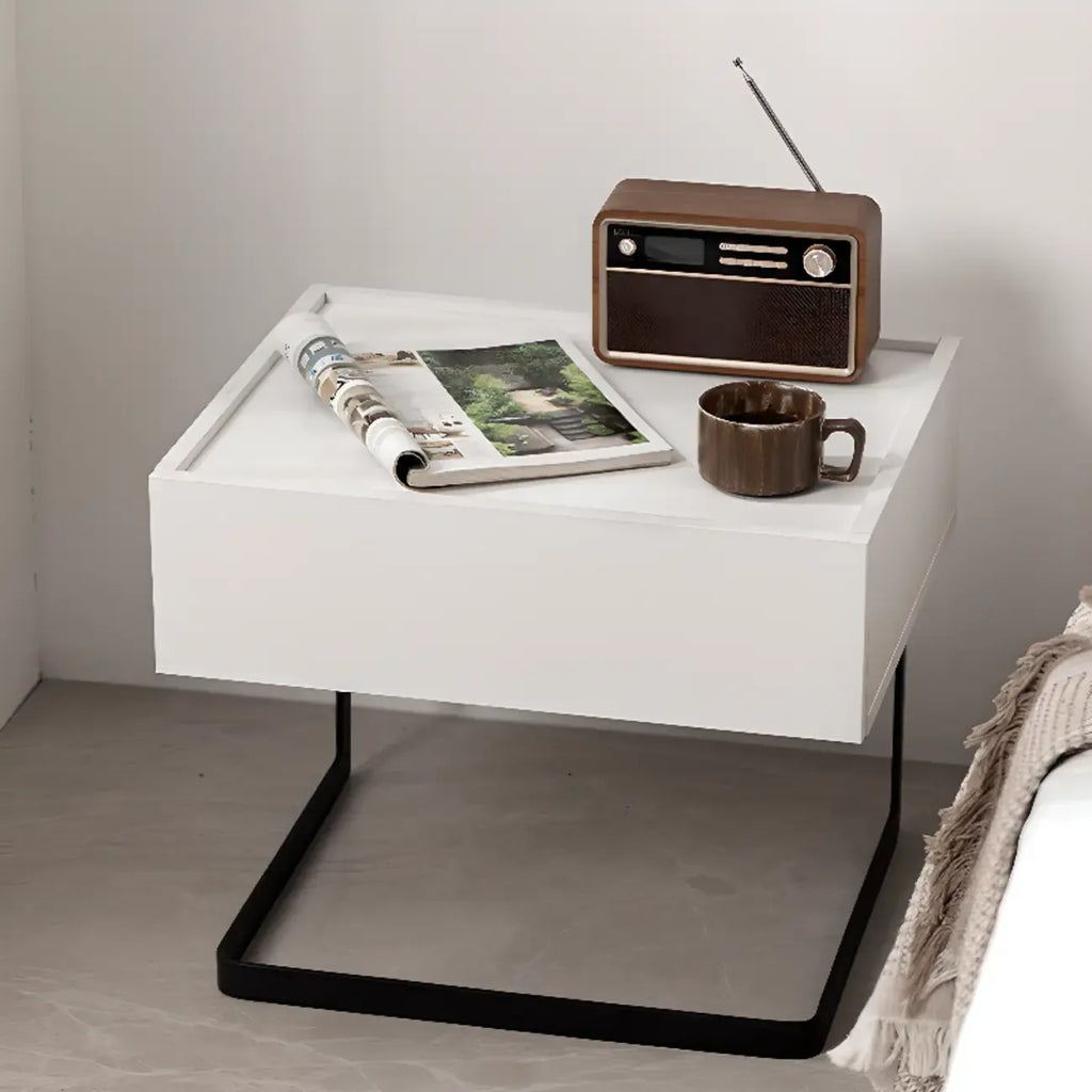 Modern Black Wood Compact Drawer Nightstand