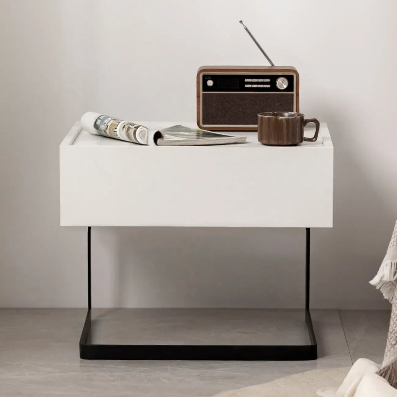 Modern Black Wood Compact Drawer Nightstand