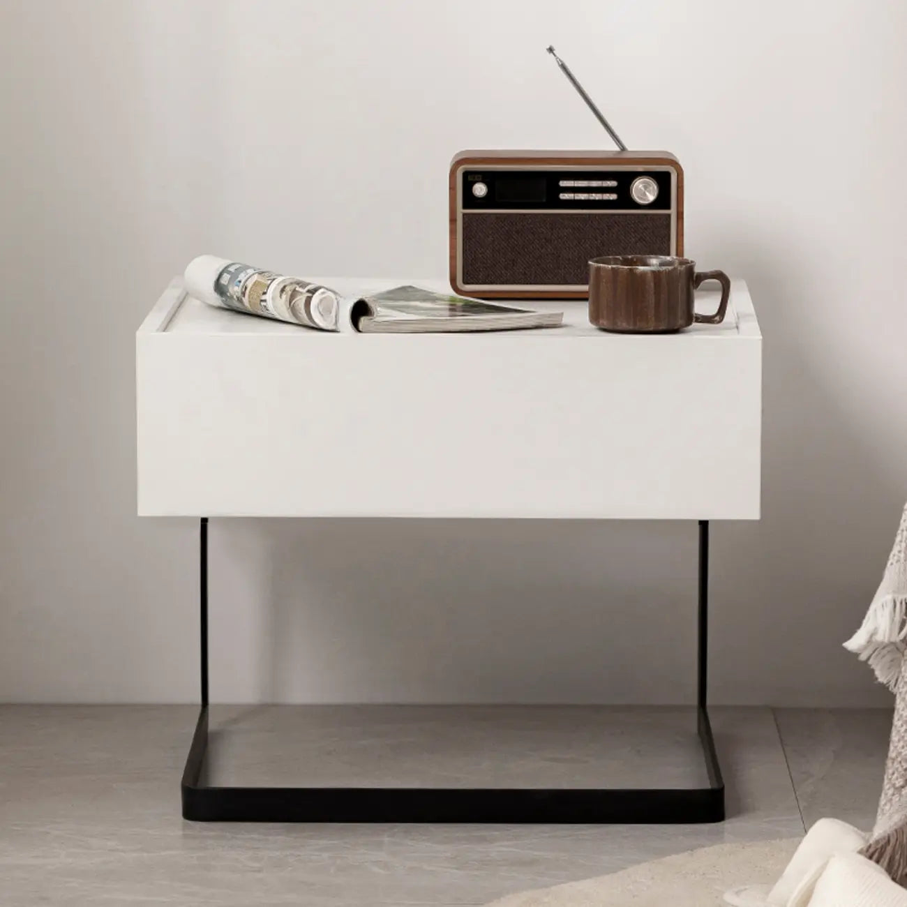 Modern Black Wood Compact Drawer Nightstand