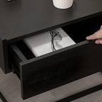 Modern Black Wood Compact Drawer Nightstand