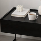 Modern Black Wood Compact Drawer Nightstand