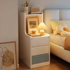 Modern Bedside Table with Drawers - White Nightstand