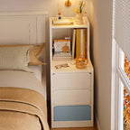 Modern Bedside Table with Drawers - White Nightstand