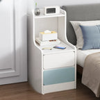 Modern Bedside Table with Drawers - White Nightstand