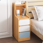 Modern Bedside Table with Drawers - White Nightstand