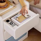 Modern Bedside Table with Drawers - White Nightstand