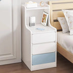 Modern Bedside Table with Drawers - White Nightstand