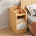 Modern Bedside Table with Drawers - White Nightstand