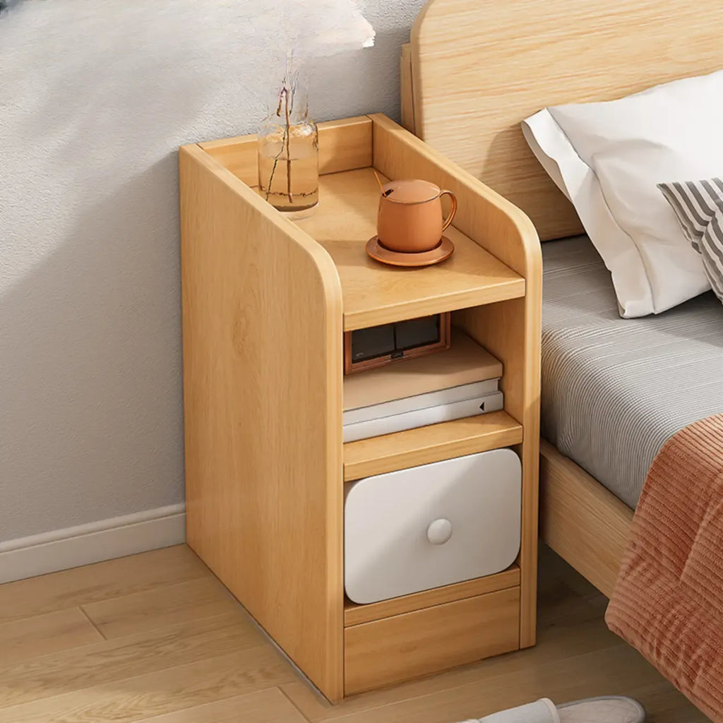 Modern Bedside Table with Drawers - White Nightstand