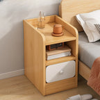 Modern Bedside Table with Drawers - White Nightstand