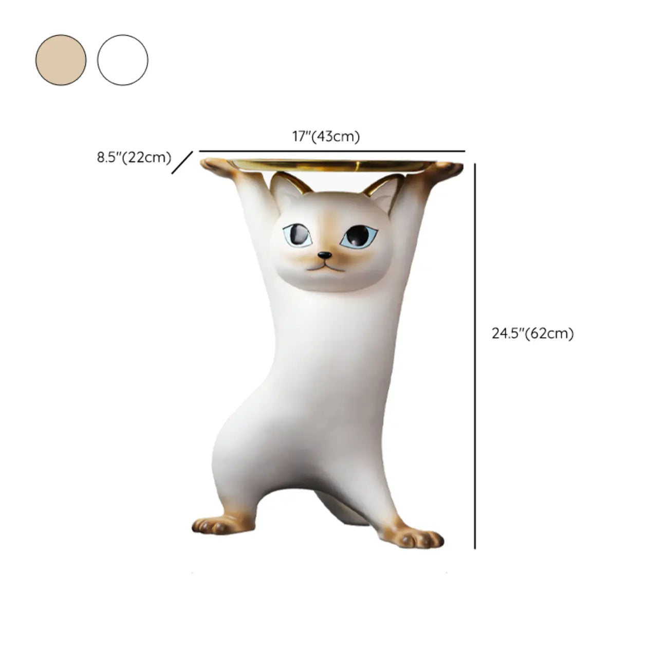 Modern Cute Cat-Shaped Golden Round Top Side Table