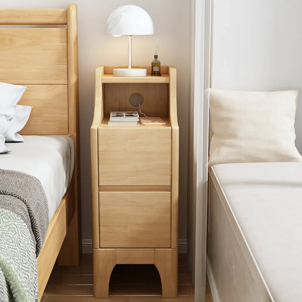 Bedroom Natural Wood Storage Drawer Function Nightstand
