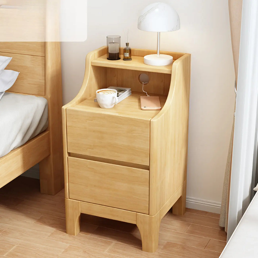 Bedroom Natural Wood Storage Drawer Function Nightstand