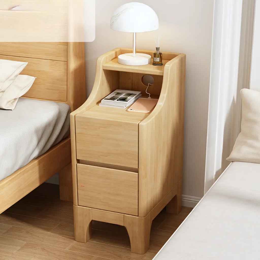Bedroom Natural Wood Storage Drawer Function Nightstand