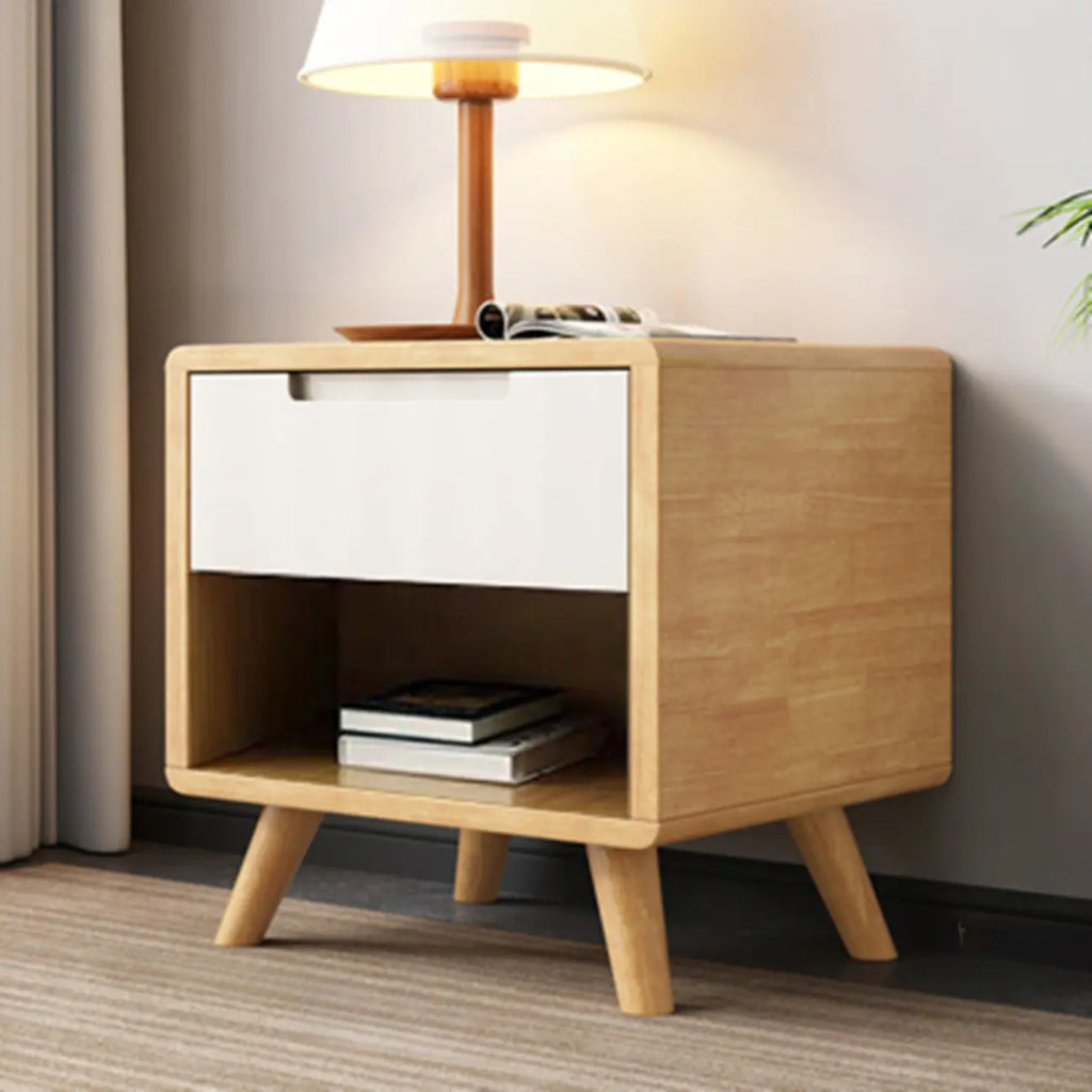Bedroom Natural Wood Storage Drawer Function Nightstand