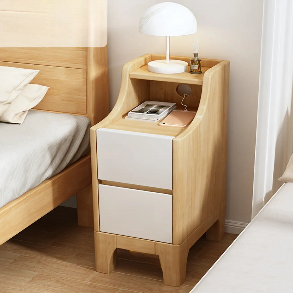 Bedroom Natural Wood Storage Drawer Function Nightstand
