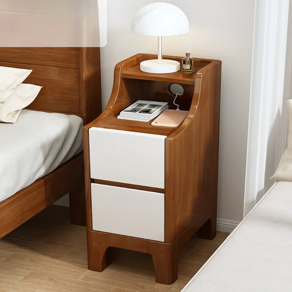 Bedroom Natural Wood Storage Drawer Function Nightstand