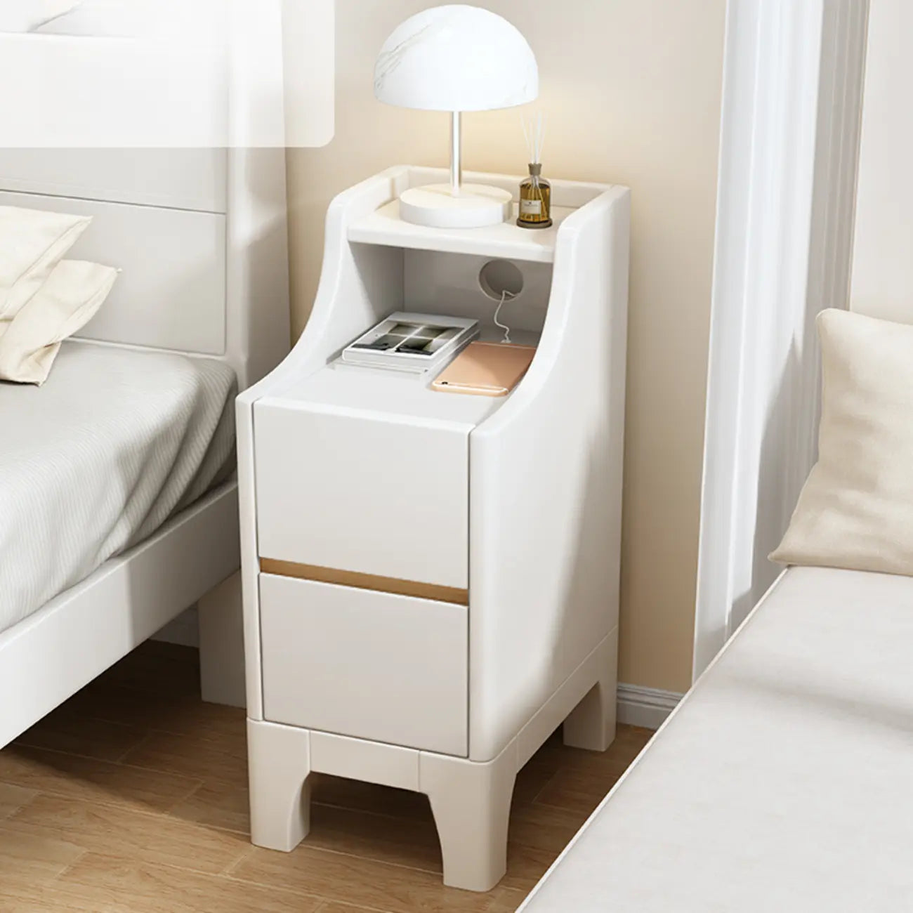 Bedroom Natural Wood Storage Drawer Function Nightstand