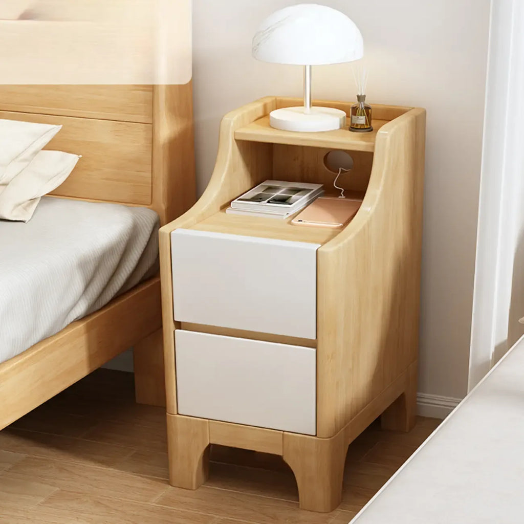 Bedroom Natural Wood Storage Drawer Function Nightstand