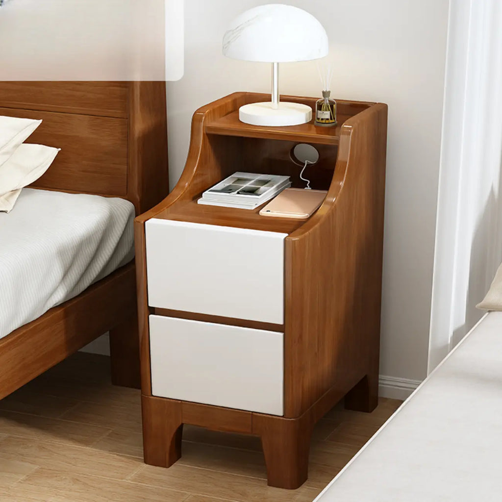 Bedroom Natural Wood Storage Drawer Function Nightstand