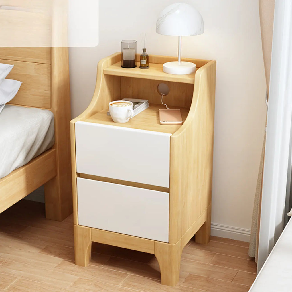 Bedroom Natural Wood Storage Drawer Function Nightstand