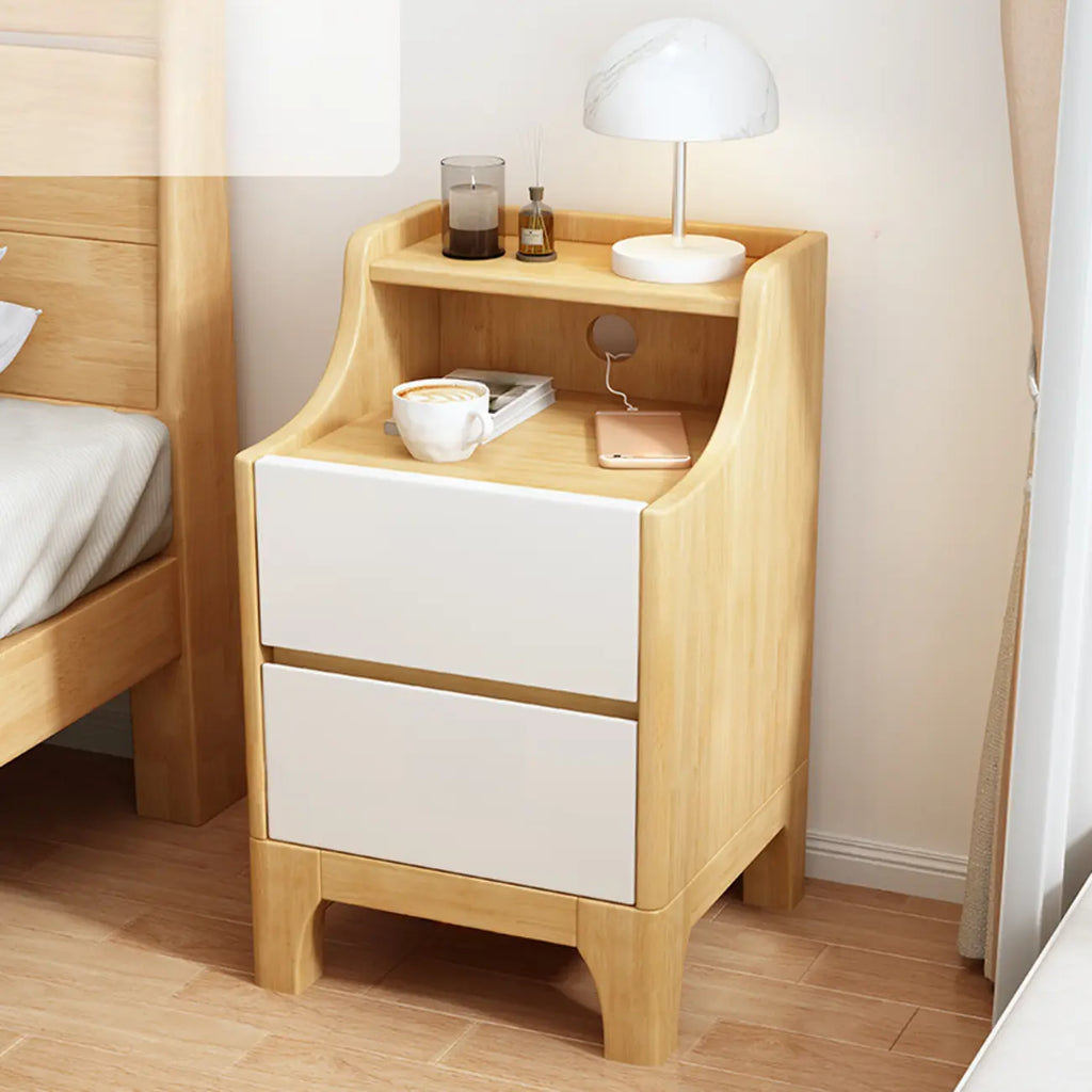 Bedroom Natural Wood Storage Drawer Function Nightstand