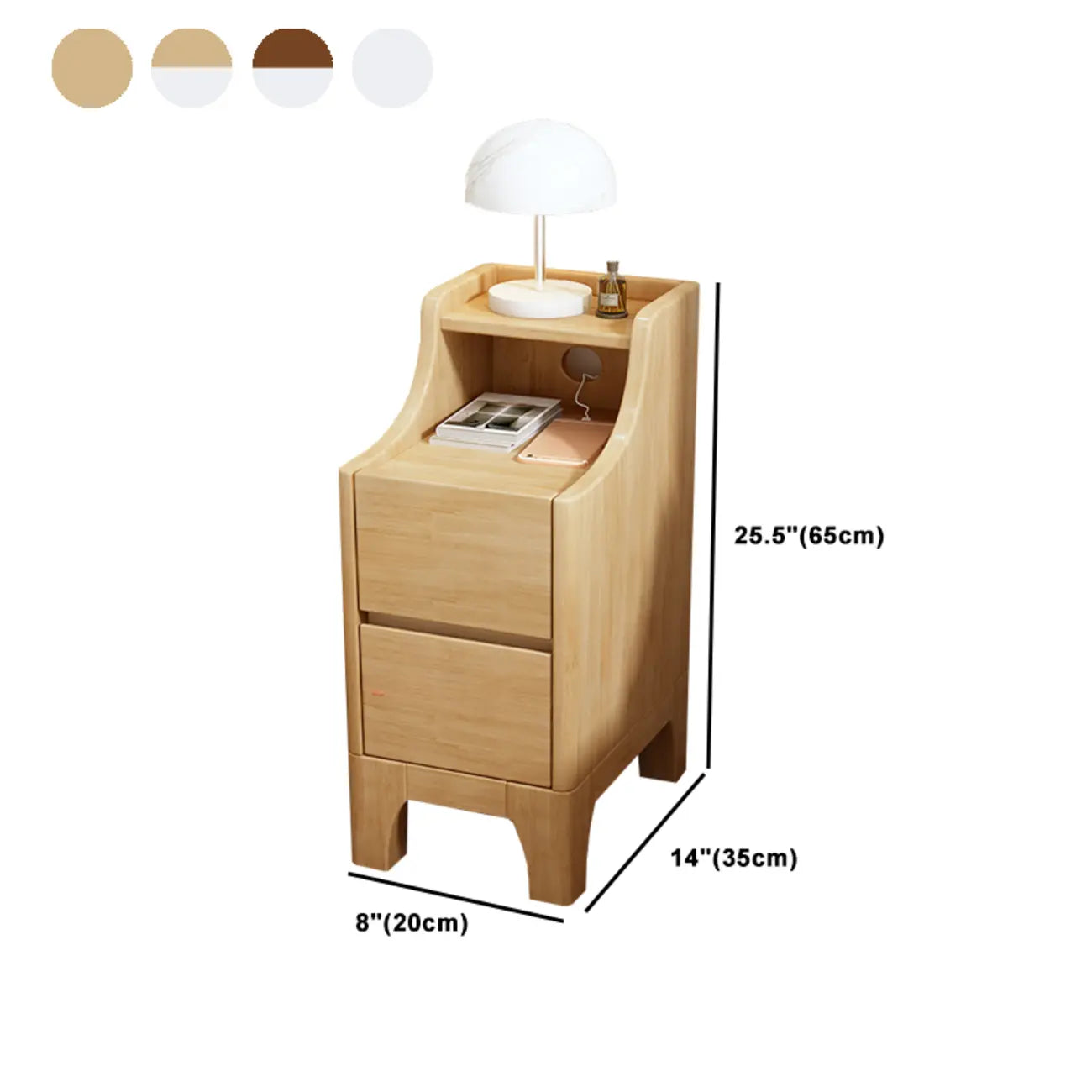 Bedroom Natural Wood Storage Drawer Function Nightstand