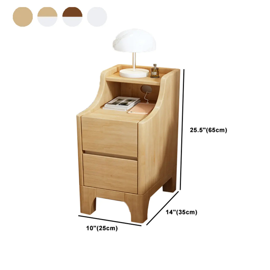 Bedroom Natural Wood Storage Drawer Function Nightstand