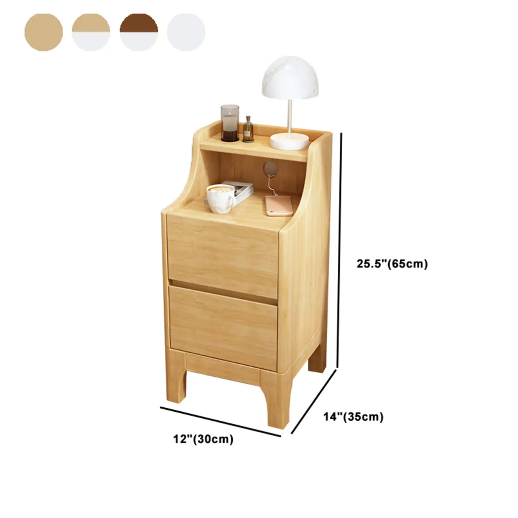 Bedroom Natural Wood Storage Drawer Function Nightstand