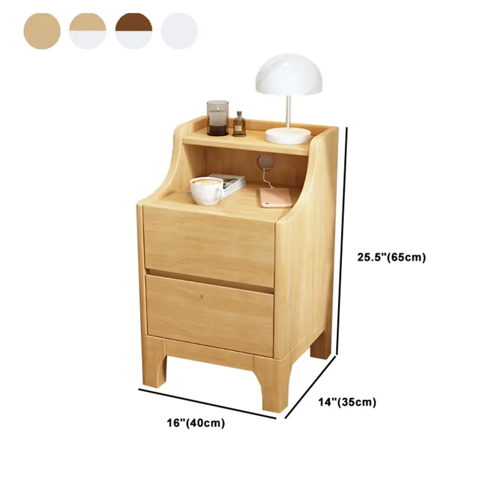 Bedroom Natural Wood Storage Drawer Function Nightstand