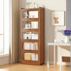Modern Brown Wooden Clear Glass Front Display Storage Cabinet