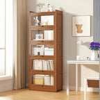 Modern Brown Wooden Clear Glass Front Display Storage Cabinet