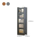 Modern Brown Wooden Clear Glass Front Display Storage Cabinet