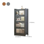 Modern Brown Wooden Clear Glass Front Display Storage Cabinet
