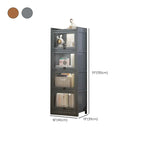 Modern Brown Wooden Clear Glass Front Display Storage Cabinet