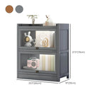 Modern Brown Wooden Clear Glass Front Display Storage Cabinet