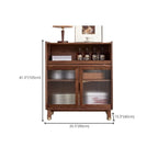 Modern Brown Wood Glass Door Adjustable Shelf Storage Cabinet