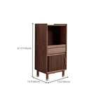 Modern Brown Wood Glass Door Adjustable Shelf Storage Cabinet