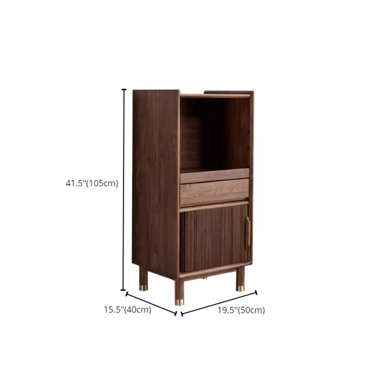 Modern Brown Wood Glass Door Adjustable Shelf Storage Cabinet