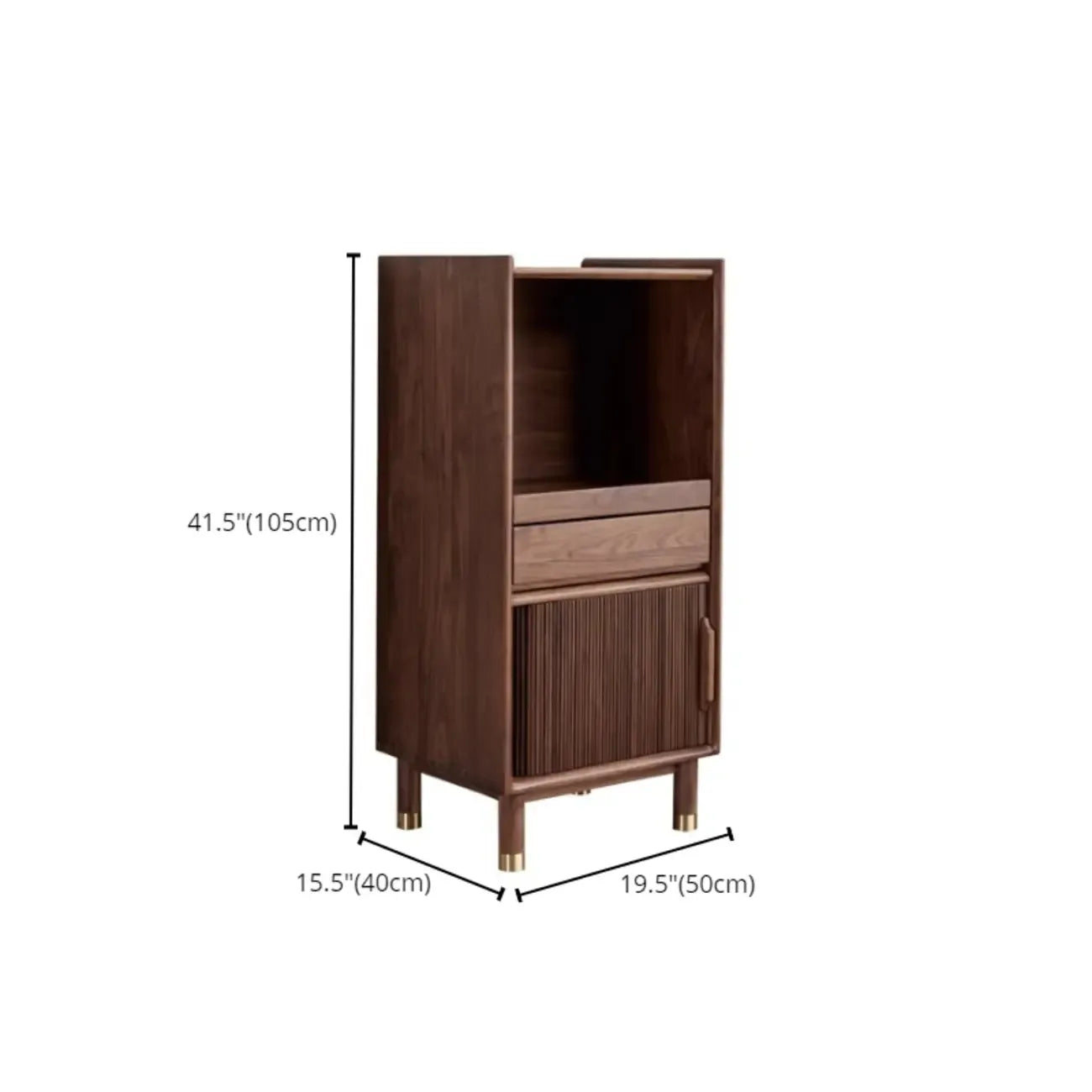 Modern Brown Wood Glass Door Adjustable Shelf Storage Cabinet