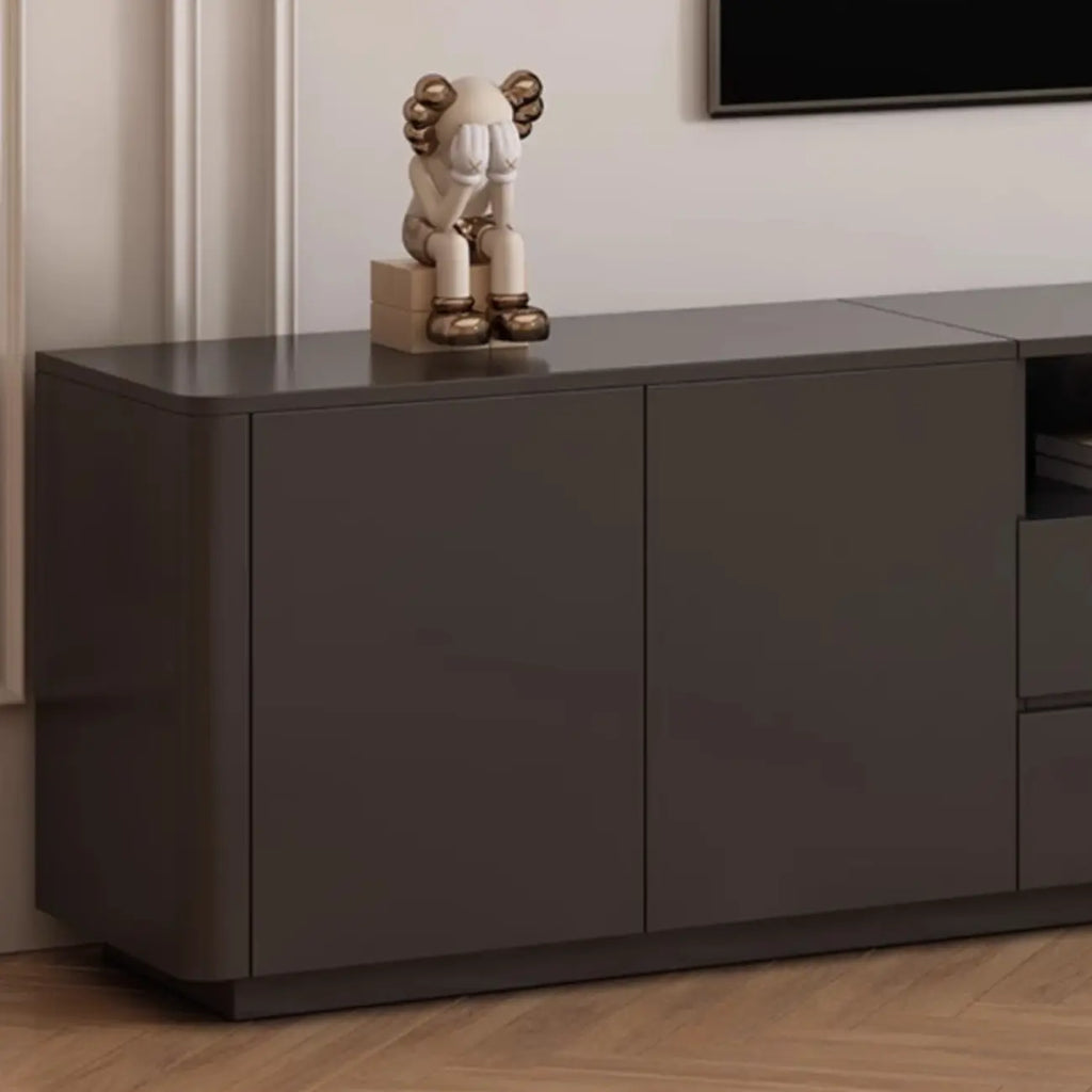 Modern Black Wooden TV Stand with Cable Management
